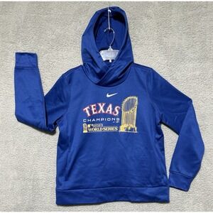 Nike Texas Rangers Womens 2023 World Series Champions Lockup Hoodie Royal Large